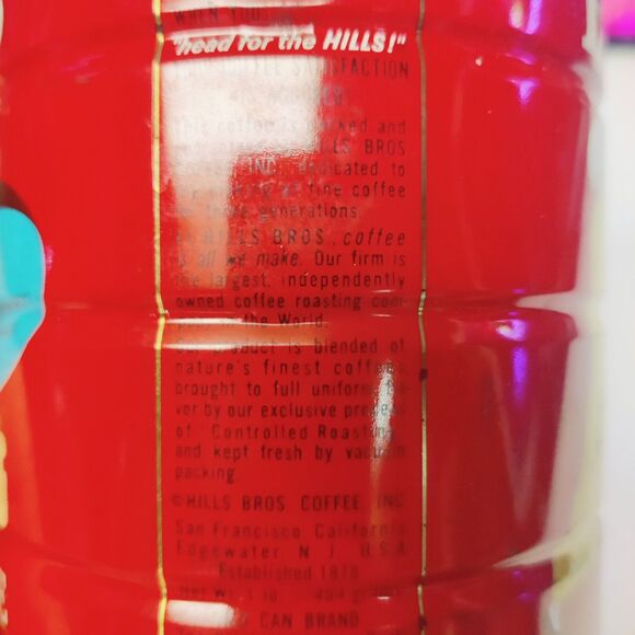 HILLS BROS DRIP GRIND COFFEE CAN TIN 1 LB. with 5 CENTS OFF, COLLECTORS ITEM - Picture 9 of 14